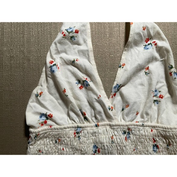 American Eagle Women’s Size XS Extra Small Cropped Top Yellow Floral Halter EUC - Picture 2 of 5
